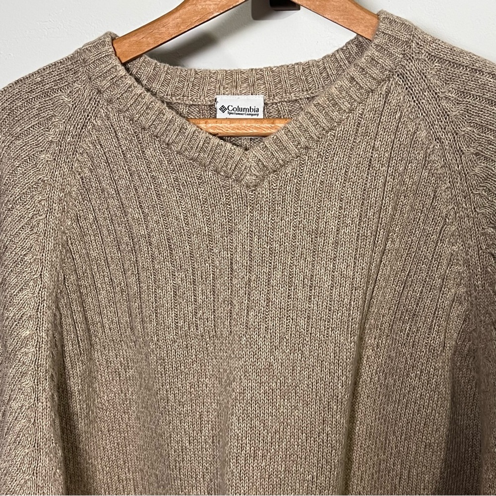 Columbia Men's Tan Oatmeal Sweater - Size XL - 100% Cotton
